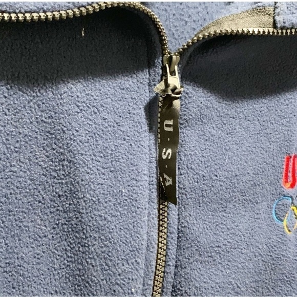 US Olympic Committee Jacket Large Navy blue Fleece Lined Lightweight Zip Close - Picture 3 of 4